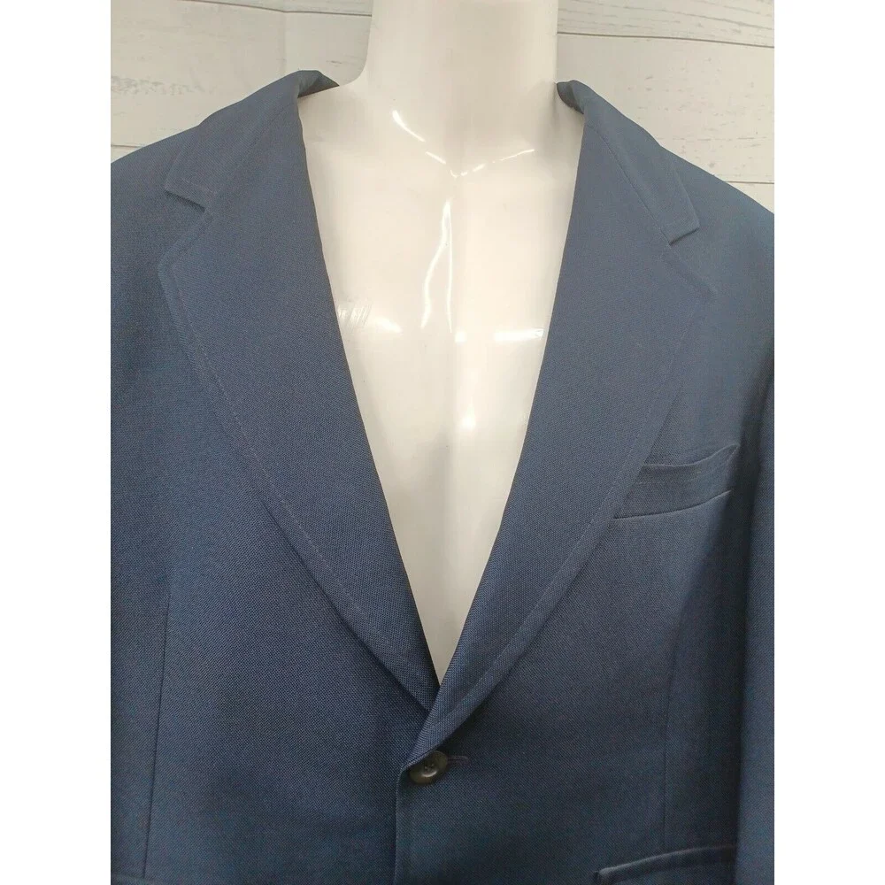 Vtg JC Penney Quad Mens Navyblue Sport Coat Blazer Jacket 2 button 46